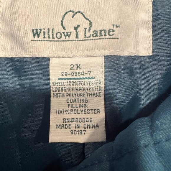 Willow Lane Women's 2x Teal Quilted Button Down Coat - Picture 6 of 7